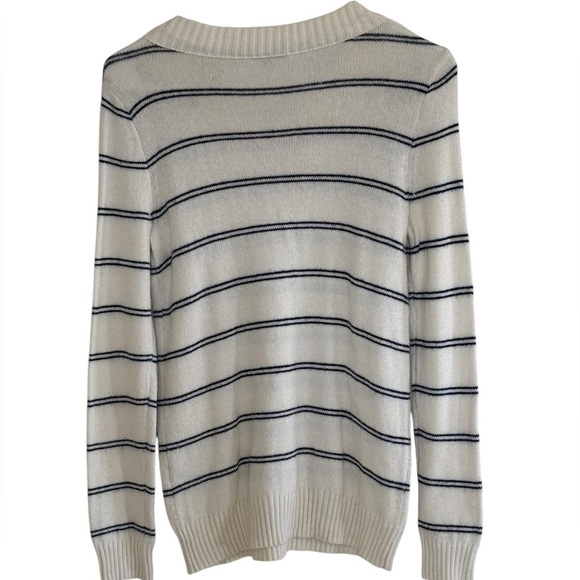 Madewell Collared Striped Sweater Navy/Cream Small Comfort - Picture 7 of 7